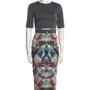Ted Baker Grey Midi Sheath Dress Sz 6